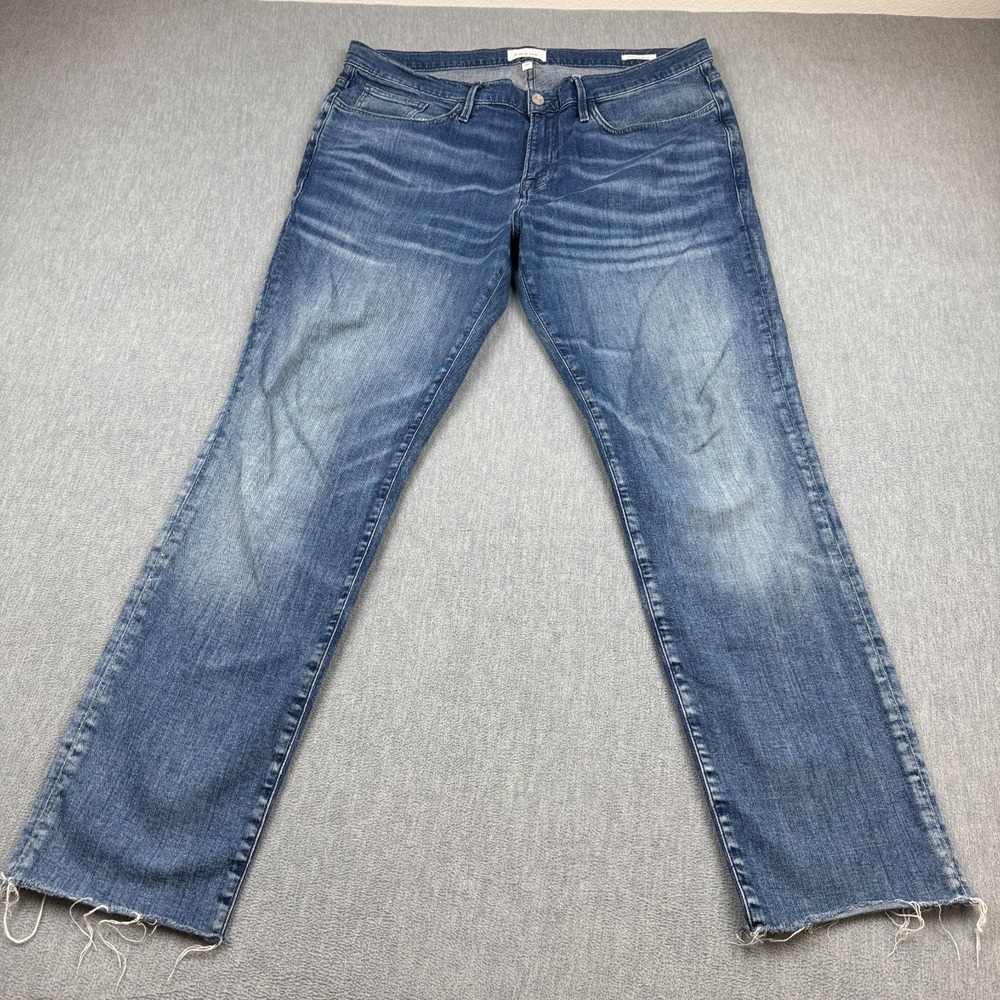 Frame Jeans Men 36X30 Blue Denim Stretch L'homme Skinny Cut Off Raw Pant Classic